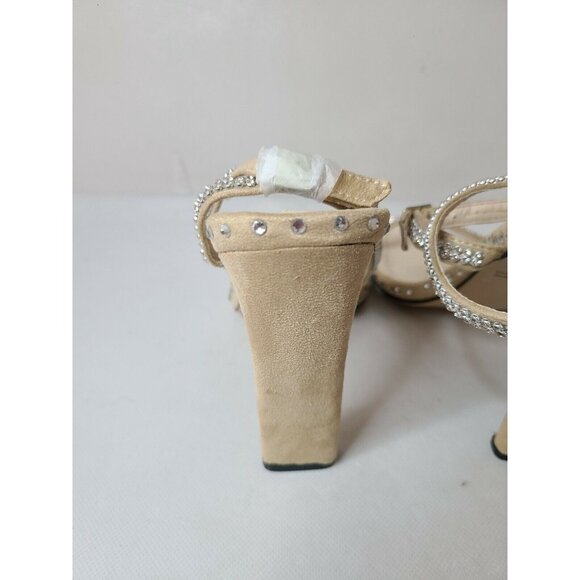 Cape Robbin Womens Hollywood Heels Size 8 Nude Strappy Rhinestones Sandals Prom - Picture 10 of 11